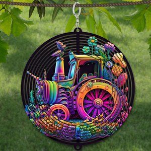 Beautiful Multicolor Tractor Wind Spinner Windspinner